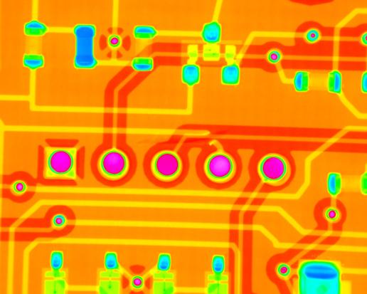 psuedocolor x-ray-image of pcb vias